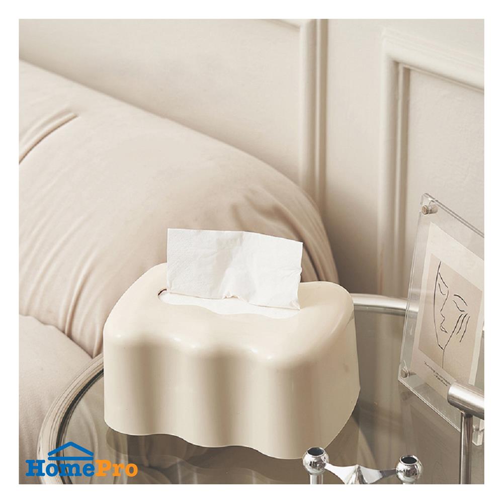 กล่องทิชชู่แผ่น PS KECH WAVE SPRING สีครีม