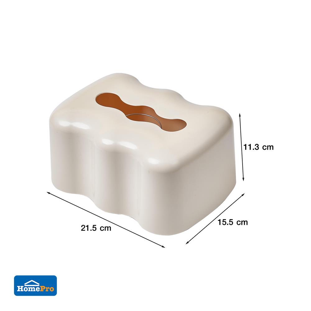 กล่องทิชชู่แผ่น PS KECH WAVE SPRING สีครีม