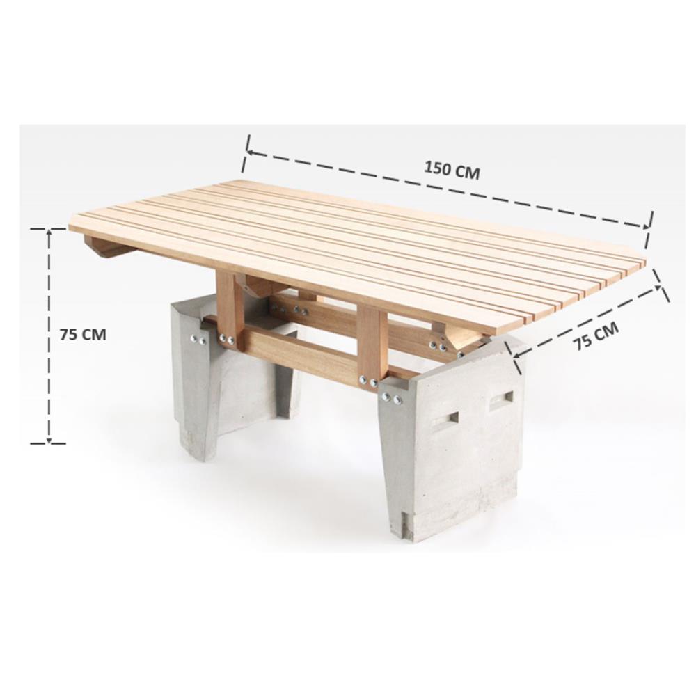 โต๊ะสนาม BUA DESIGN BUA STONE1.5 TABLE ECO WOOD 150 ซม. สีไม้ธรรมชาติ