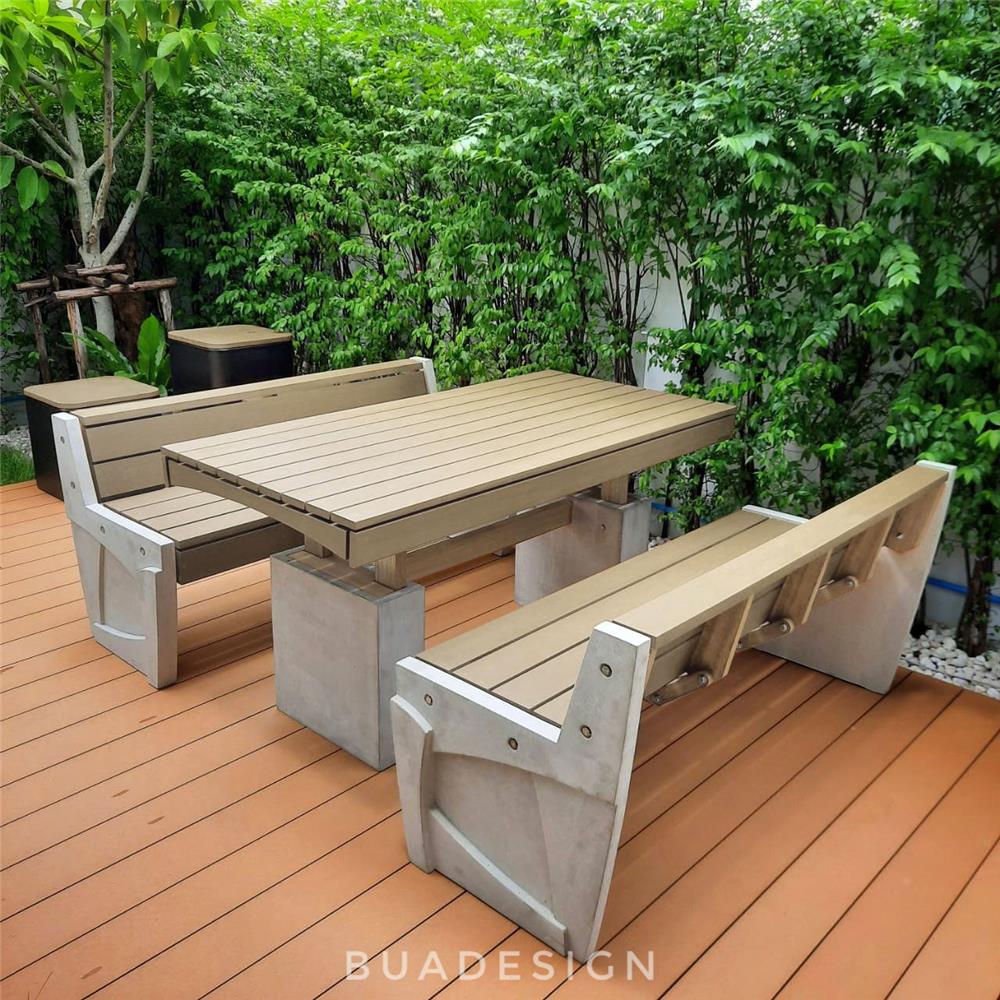 โต๊ะสนาม BUA DESIGN BUA STONE BLOOM TABLE ECO WOOD 150 ซม. สีไม้ธรรมชาติ