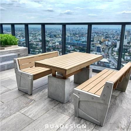 โต๊ะสนาม BUA DESIGN BUA STONE BLOOM TABLE ECO WOOD 150 ซม. สีไม้ธรรมชาติ_1