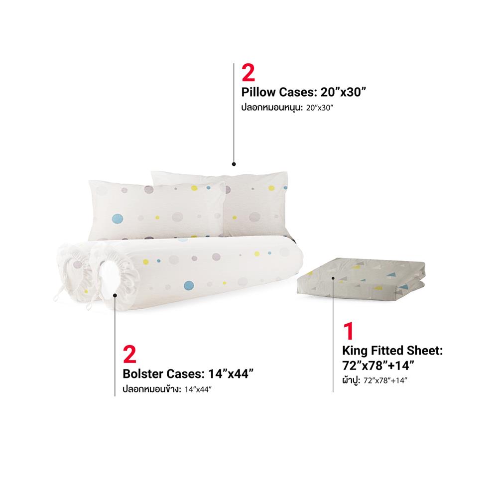 ชุดผ้าปูที่นอน 5 ฟุต 5 ชิ้น FROLINA MICROTEX DF049