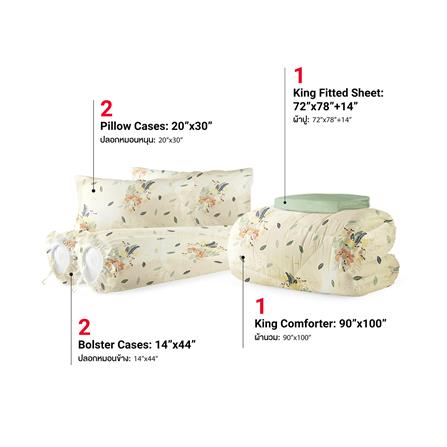 ชุดผ้าปูที่นอน 6 ฟุต 6 ชิ้น FROLINA MICROTEX DF053_2