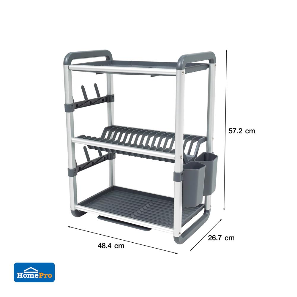 ชั้นคว่ำจานอะลูมิเนียม 3 ชั้น มีถาดรอง KECH VIRGO