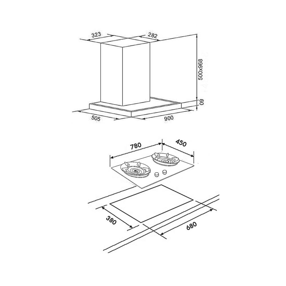 เตาฝัง+เครื่องดูดควัน TEKA GTS 78 2G+DDX 90.1
