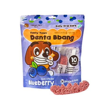 ขนมขัดฟัน HANA PET TASTY TOWN DENTA BBANG รสบลูเบอร์รี่_0