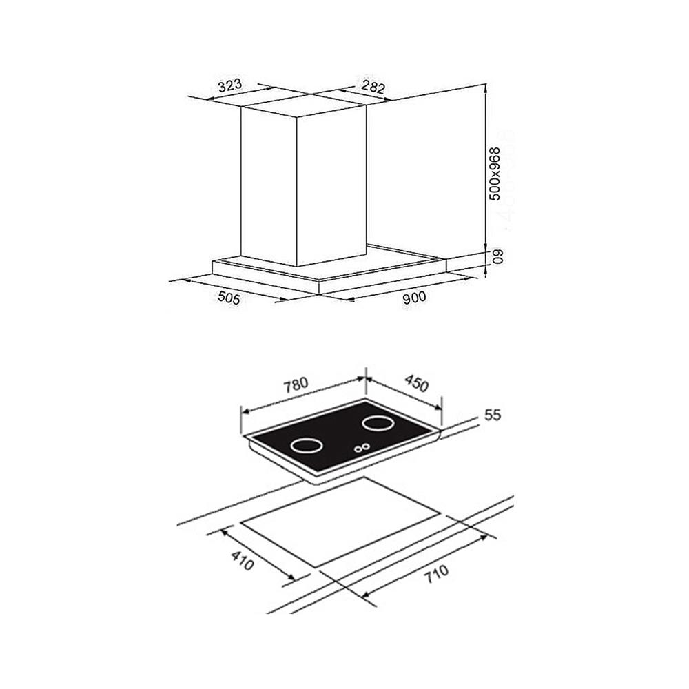 เตาฝัง+เครื่องดูดควัน TEKA GT LUX 78 2G+DDX 90.1