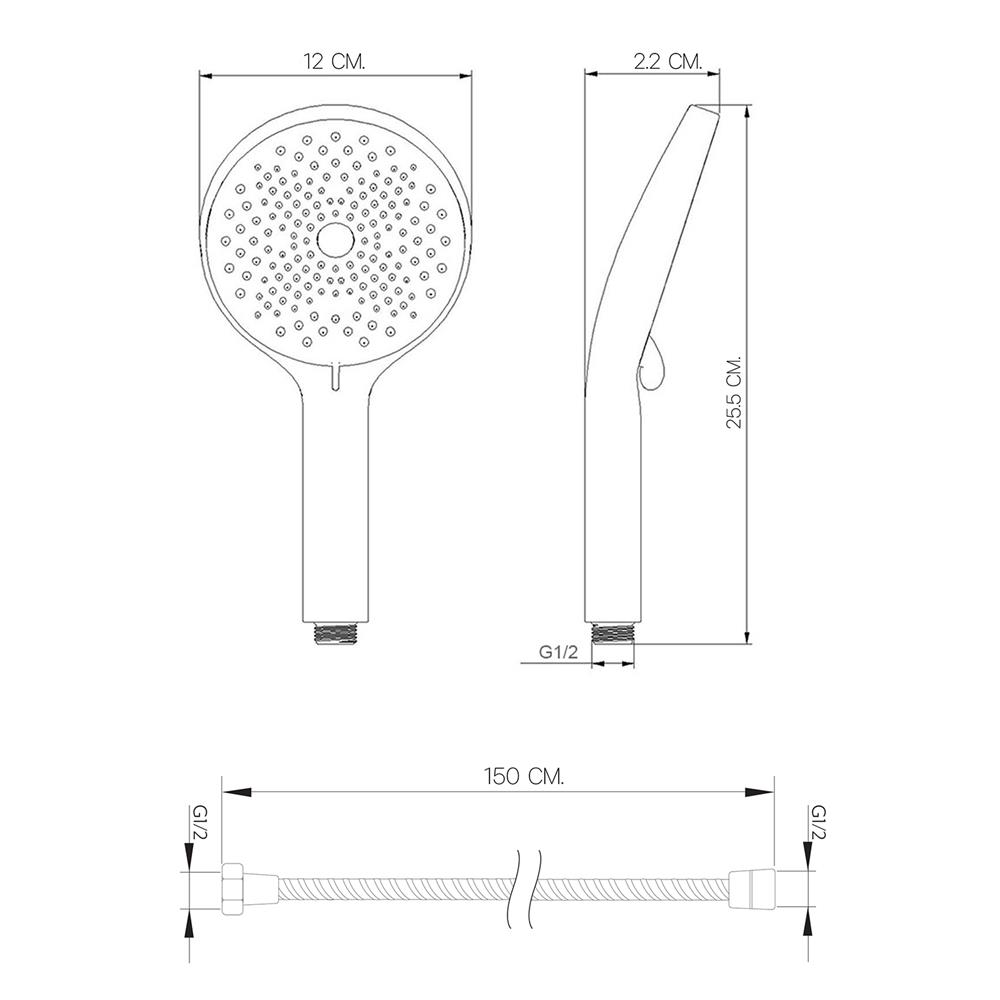 ฝักบัวสายอ่อน 3 ระดับ DMG GL-3618 สีโครม