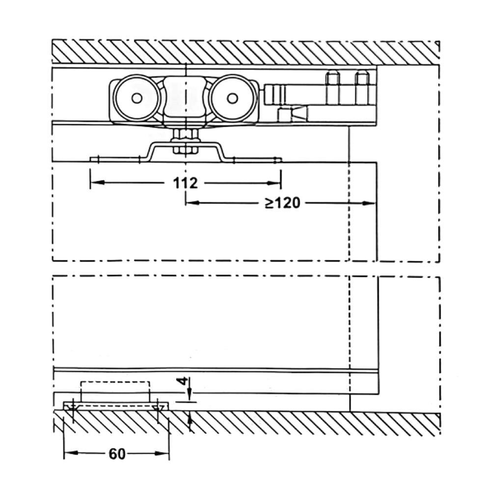 ชุดอุปกรณ์บานเลื่อน HAFELE SILENT 160/A พร้อมราง 4 เมตร