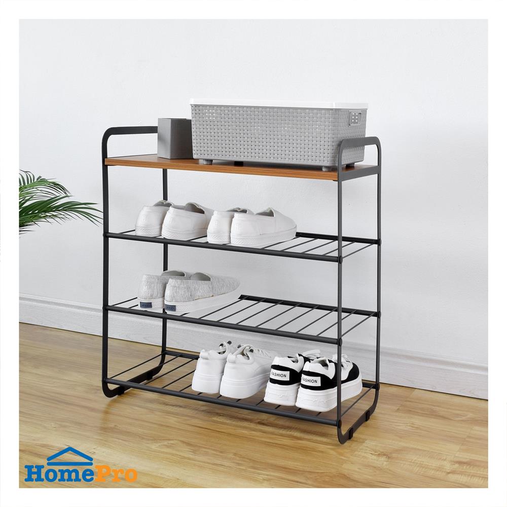 ชั้นวางรองเท้า 3 ชั้น STACKO FLEXI ท็อปไม้สีเอเชียนทีค 60x30x68 ซม. สีเทา