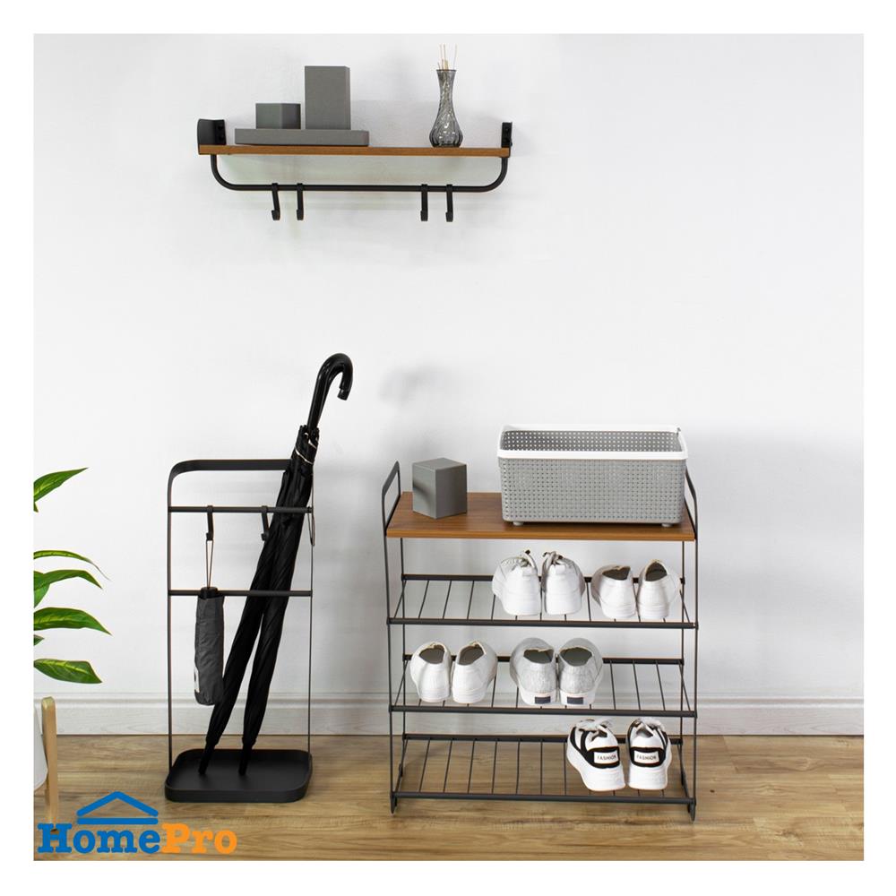 ชั้นวางรองเท้า 3 ชั้น STACKO FLEXI ท็อปไม้สีเอเชียนทีค 60x30x68 ซม. สีเทา