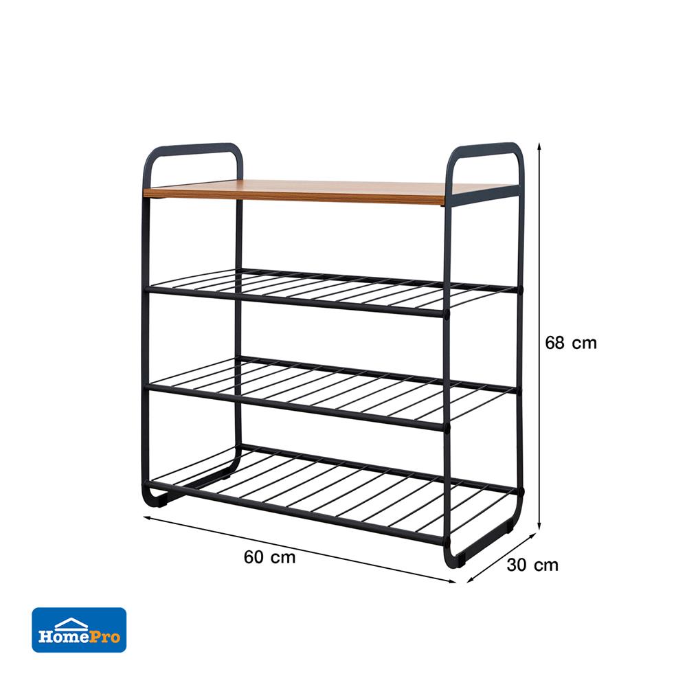 ชั้นวางรองเท้า 3 ชั้น STACKO FLEXI ท็อปไม้สีเอเชียนทีค 60x30x68 ซม. สีเทา