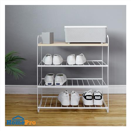 ชั้นวางรองเท้า 3 ชั้น STACKO FLEXI ท็อปไม้สีไวท์โอ๊ค 60x30x68 ซม. สีขาว_5