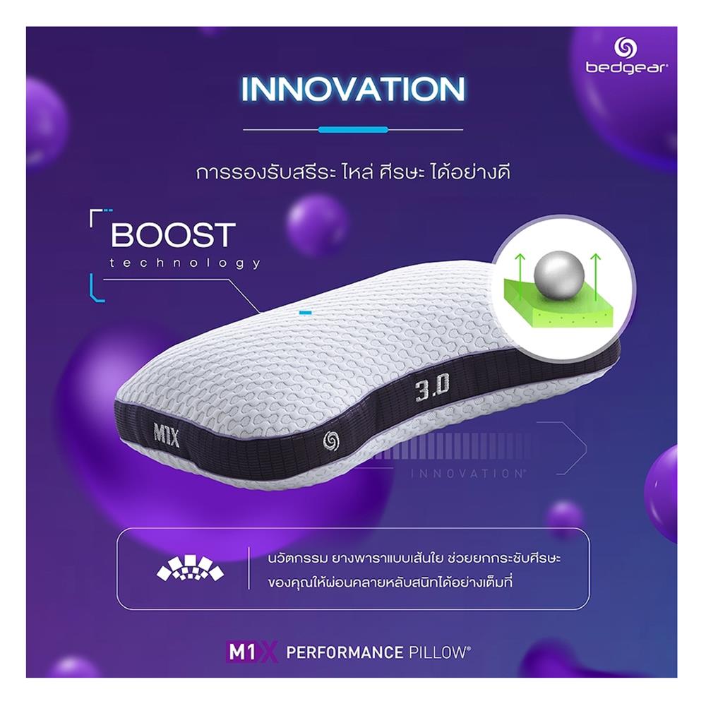 หมอนสุขภาพ ยางพารา BEDGEAR M1X 3.0 17x24 นิ้ว สีขาว
