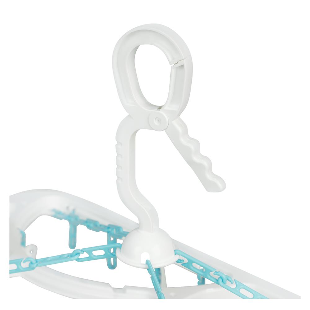 ห่วงตากผ้าพลาสติกเหลี่ยมใหญ่พับได้ 42 กิ๊บ PLIM สีขาว/ฟ้า