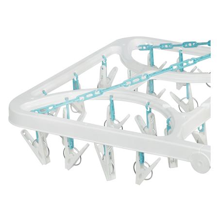 ห่วงตากผ้าพลาสติกเหลี่ยมใหญ่พับได้ 42 กิ๊บ PLIM สีขาว/ฟ้า_2