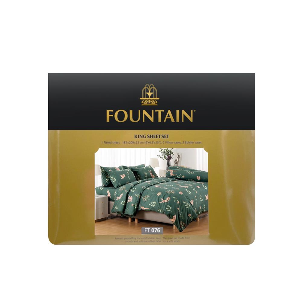 ชุดผ้าปูที่นอน 6 ฟุต 5 ชิ้น FOUNTAIN PRINTED 70106-FT076