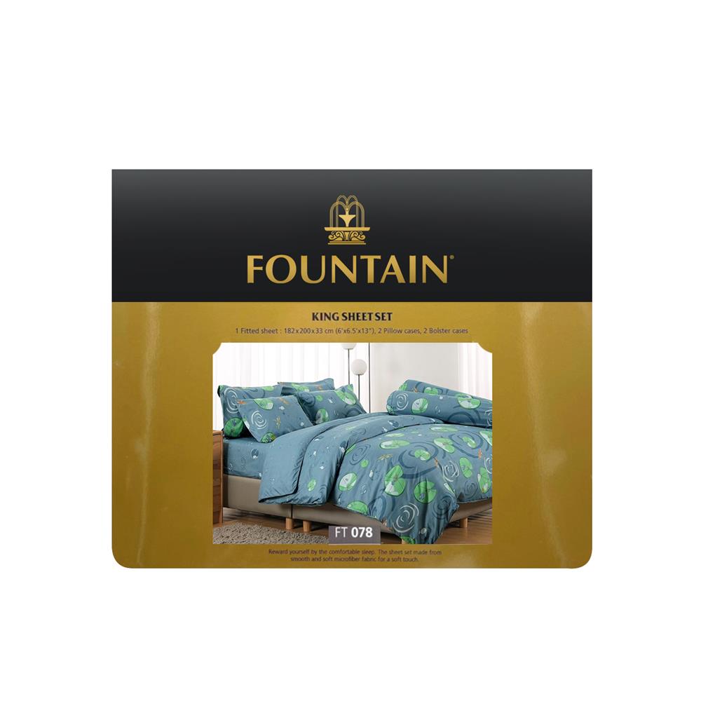 ชุดผ้าปูที่นอน 6 ฟุต 5 ชิ้น FOUNTAIN PRINTED 70106-FT078