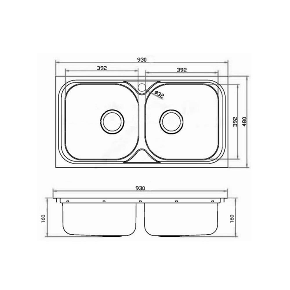 ซิงค์ฝัง 2 หลุม MESTER MSX932 เงิน