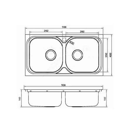 ซิงค์ฝัง 2 หลุม MESTER MSX932 เงิน_3