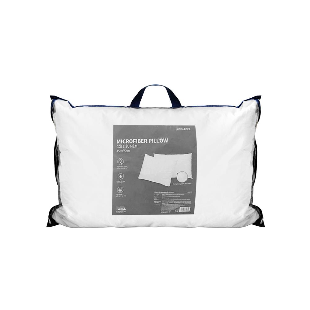 หมอนหนุน ไมโครไฟเบอร์ LOCKNLOCK HLW117 65x45x10 ซม. สีขาว