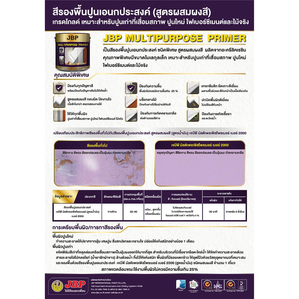 สีรองพื้นอเนกประสงค์ JBP 2000 1 แกลลอน