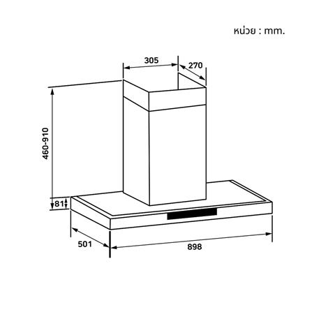 เครื่องดูดควันกระโจม BRANDT AD996XC 90 ซม._5