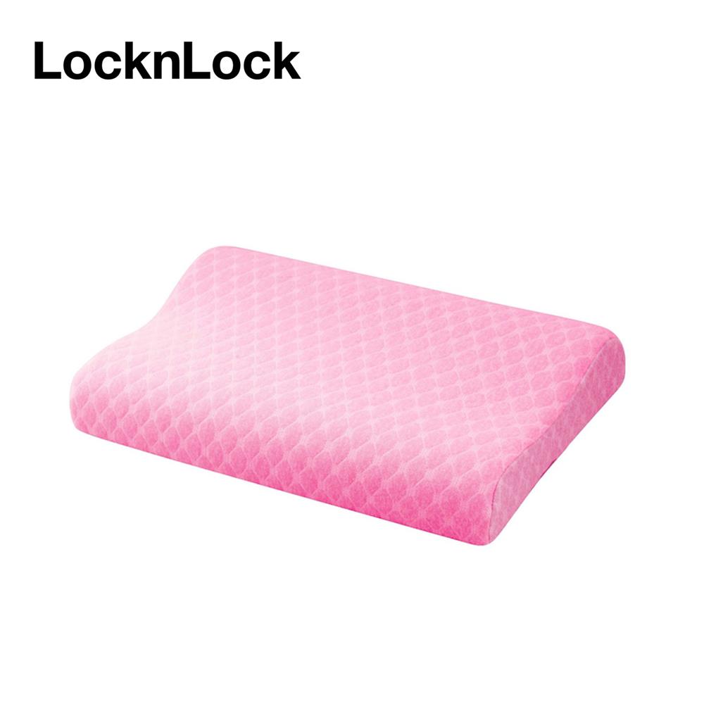 หมอนหนุน เมมโมรี่โฟม LOCKNLOCK 35x24x6 ซม. สีชมพู
