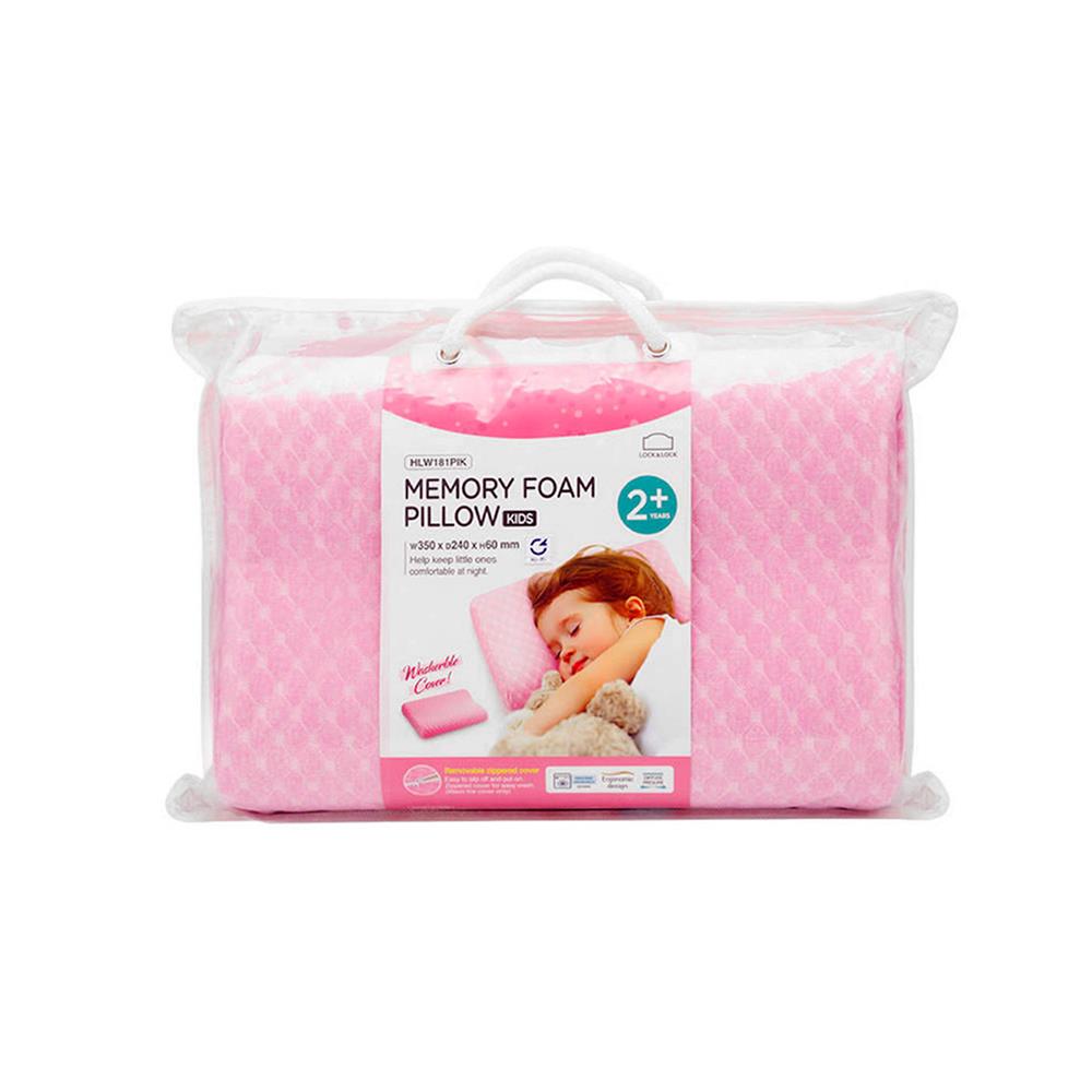 หมอนหนุน เมมโมรี่โฟม LOCKNLOCK 35x24x6 ซม. สีชมพู