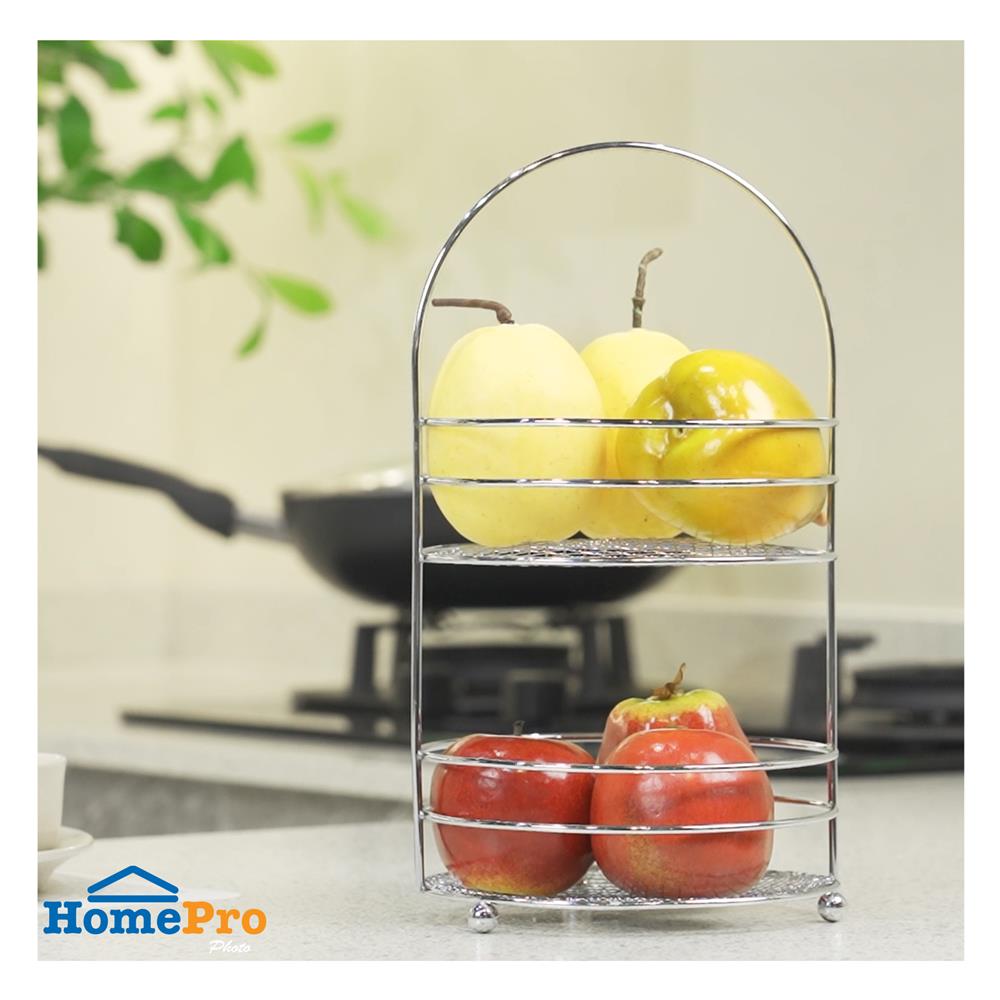 ตะกร้าผลไม้ 2 ชั้น 17 ซม. KECH 14835NP สีเงิน