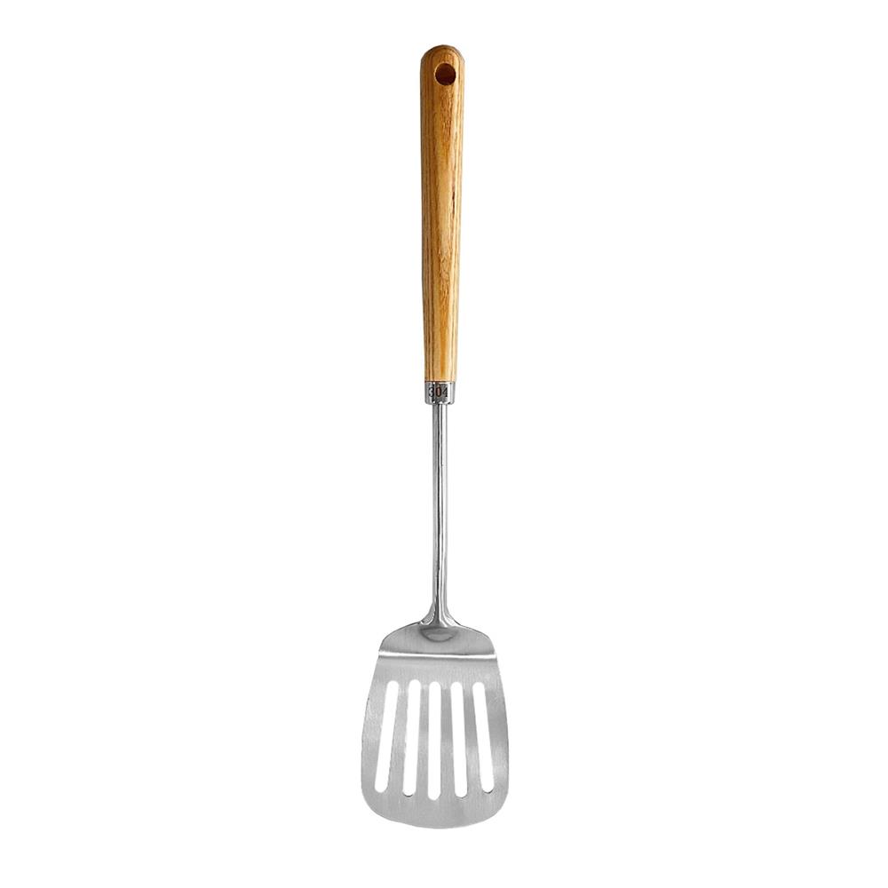 ตะหลิวมีร่องด้ามไม้ COLOR KIT OLIVE 38 ซม.