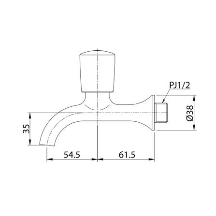 ก๊อกล้างพื้น 1 ทาง TOTO TX130L สีโครม_1