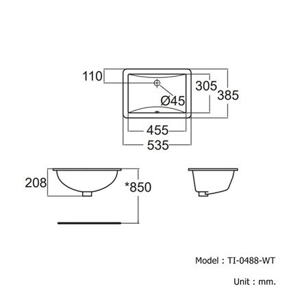 อ่างล้างหน้าฝังใต้เคาน์เตอร์ AMERICAN STANDARD TI-0488-WT สีขาว_1