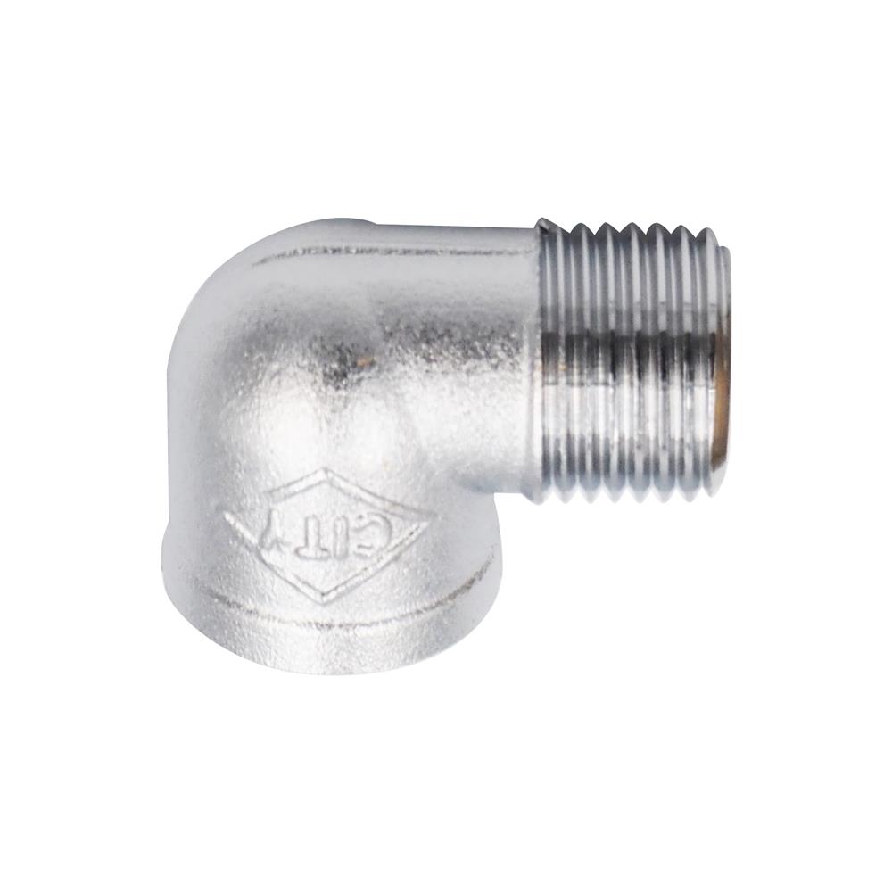 ข้องอ 90 องศา เกลียวนอก/เกลียวใน ทองเหลือง CITY 1/2 นิ้ว สีบรอนซ์เงิน