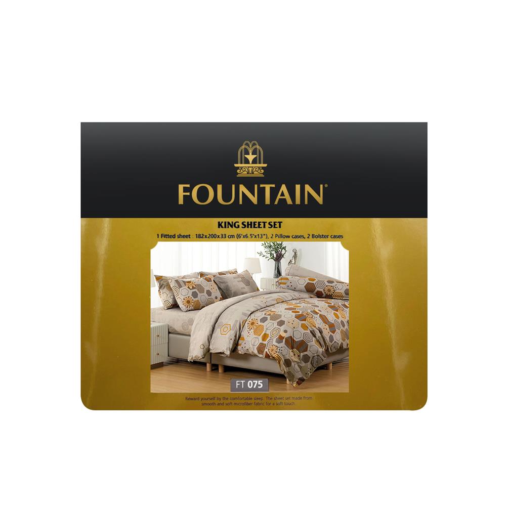 ชุดผ้าปูที่นอน 6 ฟุต 5 ชิ้น FOUNTAIN PRINTED 70106-FT075