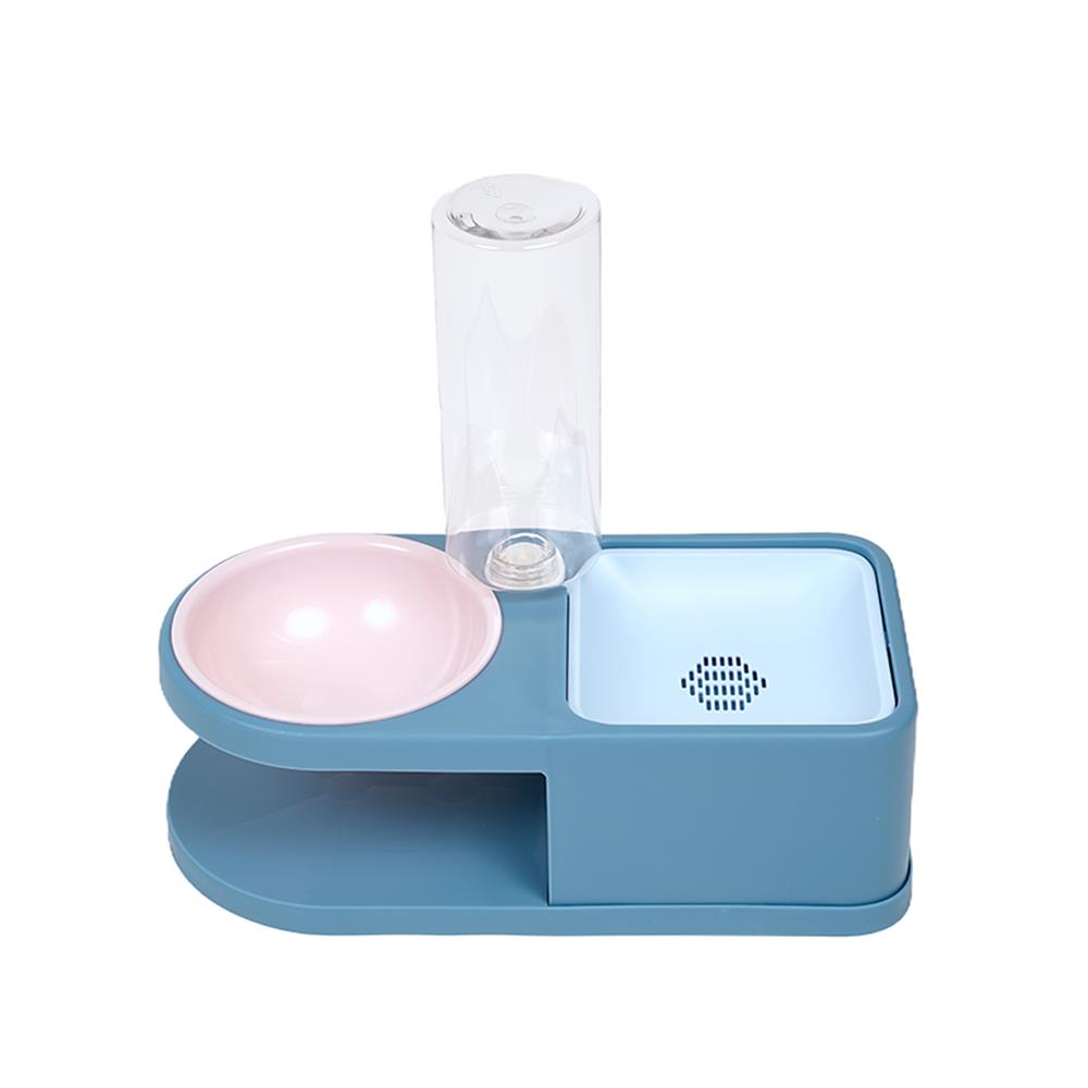 ชามให้อาหารพร้อมขวดน้ำ PANDO FEEDER MANUAL สีฟ้า