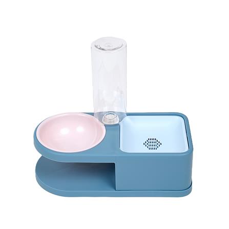 ชามให้อาหารพร้อมขวดน้ำ PANDO FEEDER MANUAL สีฟ้า_0