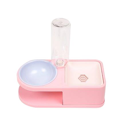 ชามให้อาหารพร้อมขวดน้ำ PANDO FEEDER MANUAL สีชมพู_0