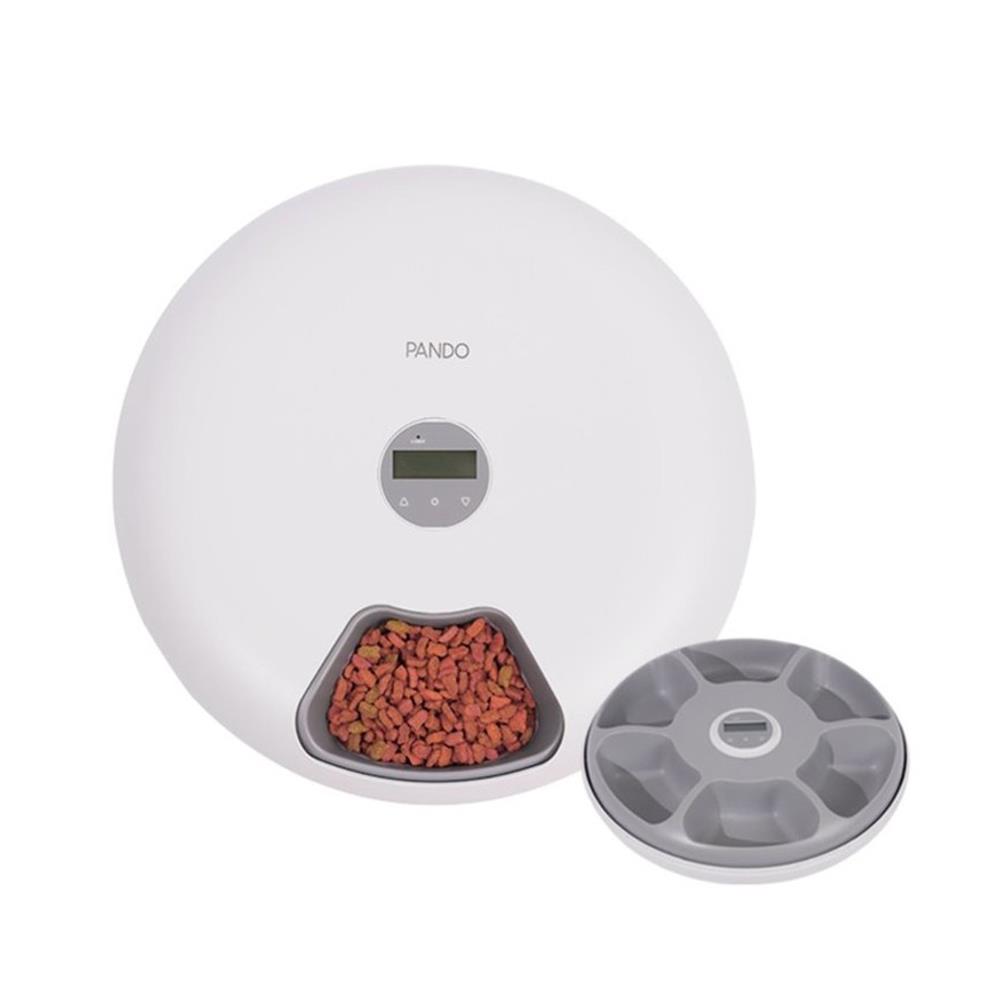 เครื่องให้อาหารสัตว์เลี้ยง PANDO PET SPIN FEEDER 6 ช่อง สีขาว