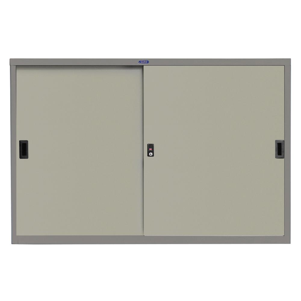 ตู้เหล็กบานเลื่อนทึบ SURE SL-05 สีเทา/ครีม