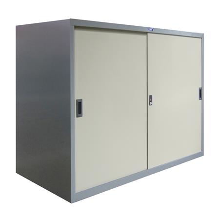 ตู้เหล็กบานเลื่อนทึบ SURE SL-05 สีเทา/ครีม_1