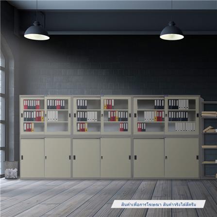 ตู้เหล็กบานเลื่อนทึบ SURE SL-05 สีครีม_3