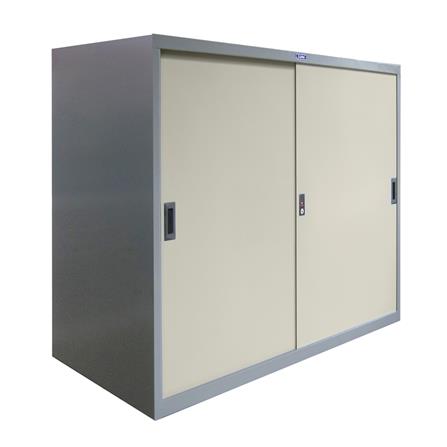 ตู้เหล็กบานเลื่อนทึบ SURE SL-04 สีเทา/ครีม_1