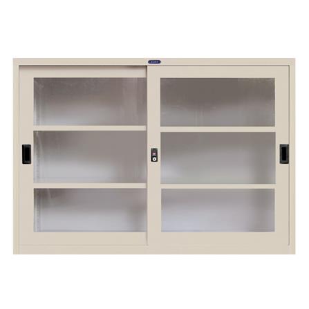 ตู้เหล็กบานเลื่อนกระจก SURE SLG-05 สีครีม