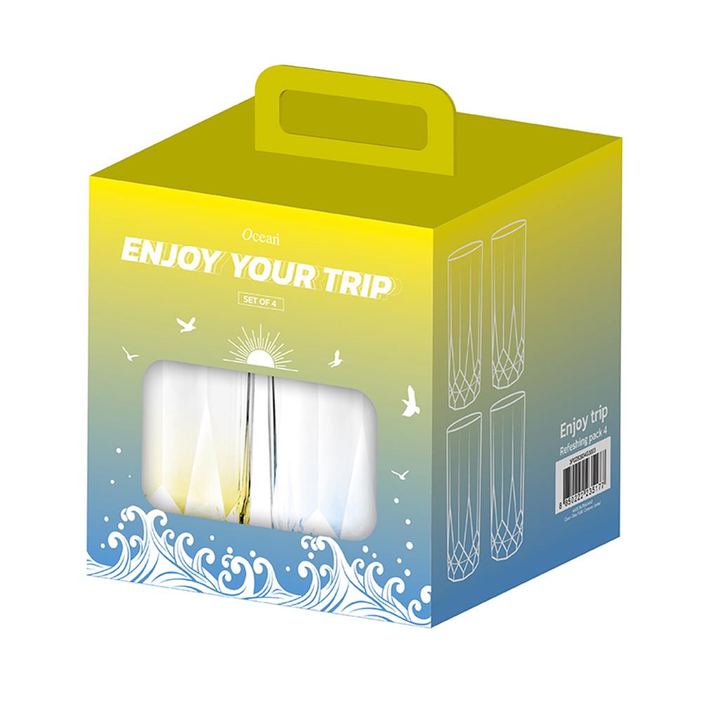 ชุดแก้วน้ำ 430 มล. OCEAN GLASS ENJOY TRIP แพ็ก 4 ใบ