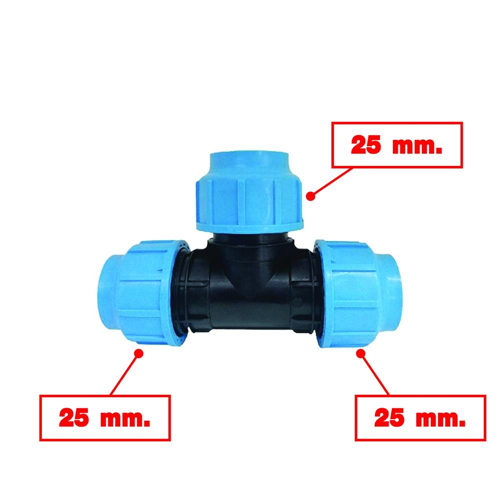 ข้อต่อสามทางสวมล็อก ตรามือ PN16 25 มม.