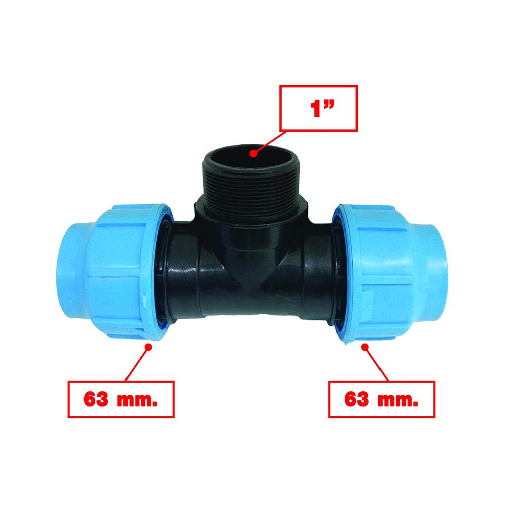 ข้อต่อสามทาง เกลียวนอก ตรามือ PN16 63 มม.X1 นิ้ว