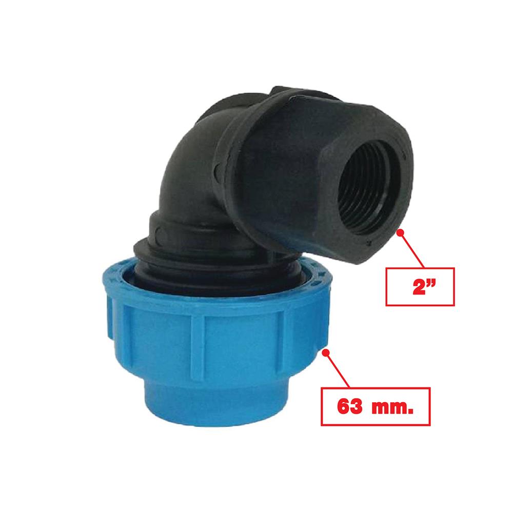 ข้องอสวมล็อก เกลียวใน ตรามือ PN16 63 มม.X2 นิ้ว