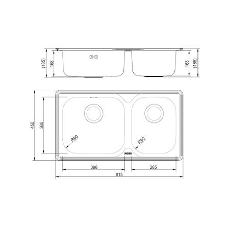 ซิงค์ฝัง 2 หลุม FRANKE LNX 620-40-28 สีเงิน_3