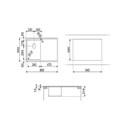 ซิงค์ฝัง 1 หลุม 1 ที่พัก SMEG LD861D-2 สีเงิน_3
